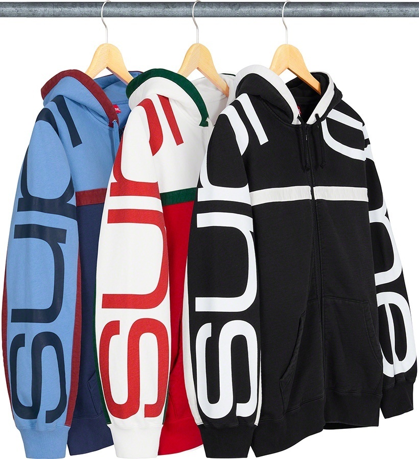 Big Logo Paneled Zip Up Hooded Sweatshirt